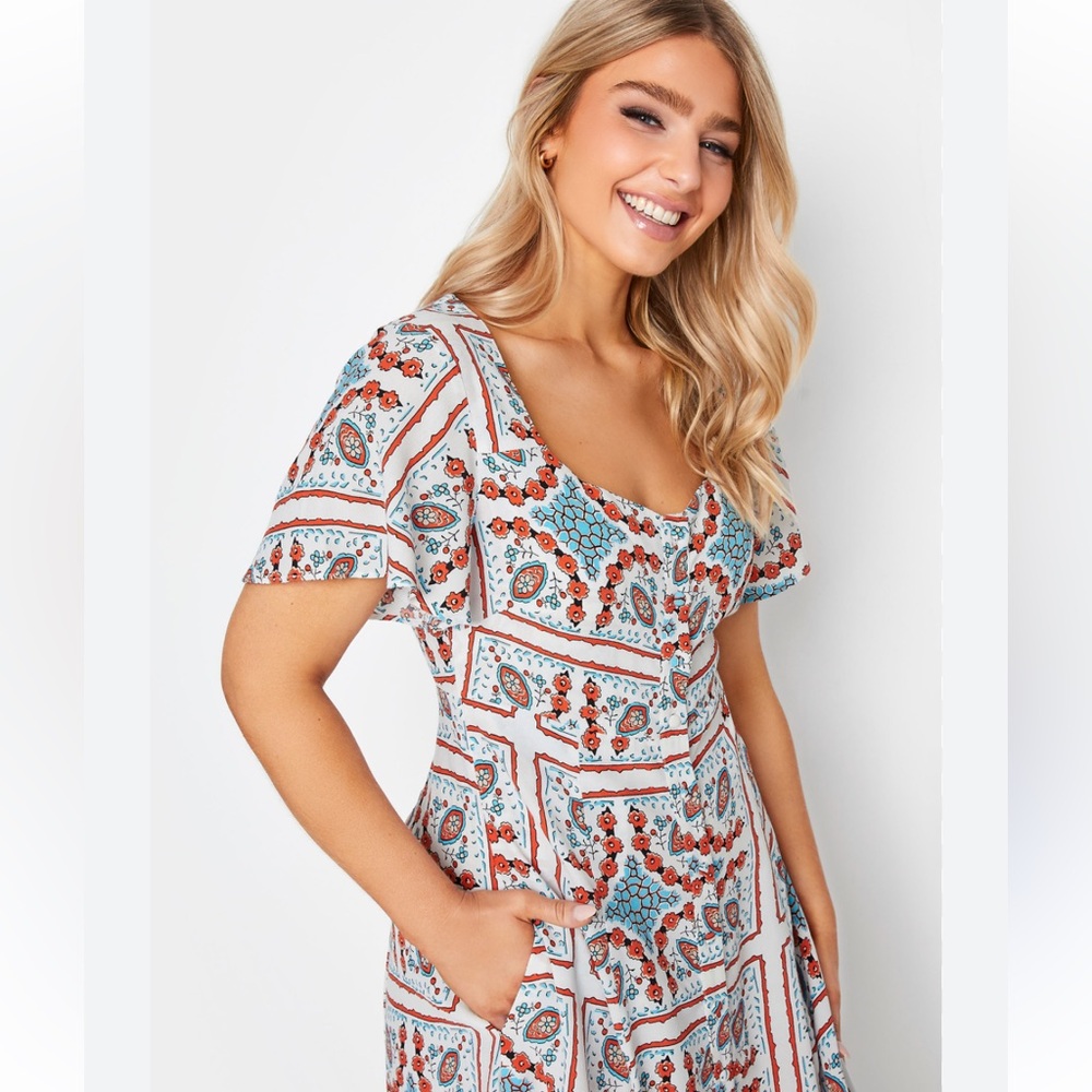 ANTHROPOLOGIE MAEVE‎ Praslin Printed Button Front Midi Dress - Picture 9 of 9